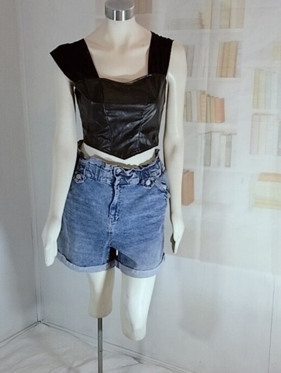 one 5 one Shoes - Short one 5 one Black Faux Crop Top
